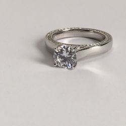 S925 SILVER TONE RHINESTONE RING SIZE 5.5 STAMPED