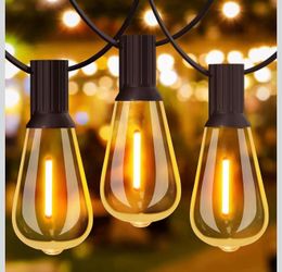 Outdoor String Lights 180FT, 90+6Pcs Vintage Bulbs Shatterproof 2700K LED Patio String Lights Waterproof, Connectable Edison Style Lights, Hanging Lig