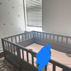 Twin Size Montessori Floor Bed W/ 4 Inch Twin Mattress 
