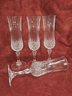 Cristal d'Arques-Durand Crystal Champagne Flutes Set of 4 - Diamond Cut