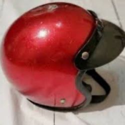 70S Motorcycle Helmet Red Flake