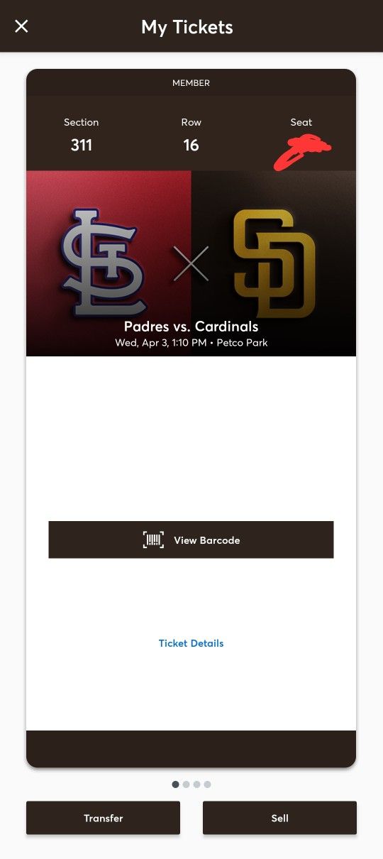 4 Tickets For Today's Game Wed April 3rd