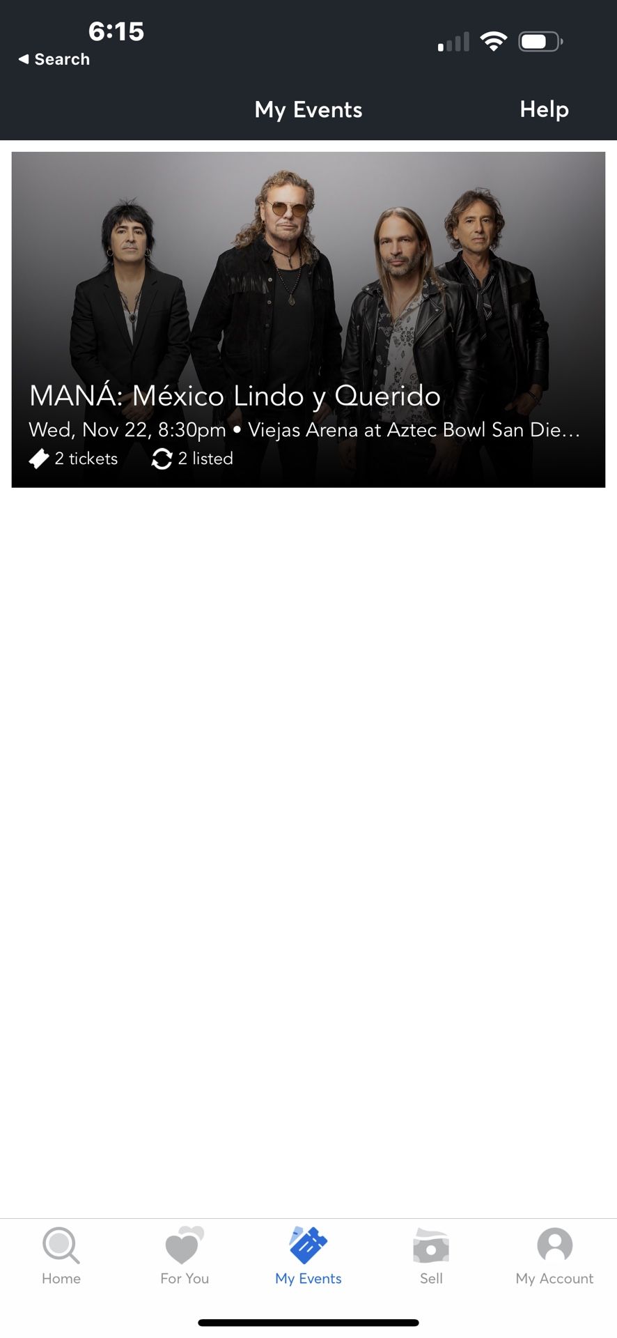 Mana Tickets November 22nd San Diego Row 11 Seat 3 &4