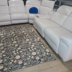 SECTIONAL GENUINE LEATHER RECLINER ELECTRIC WHITE COLOR.. DELIVERY SERVICE AVAILABLE 💥🚚✅