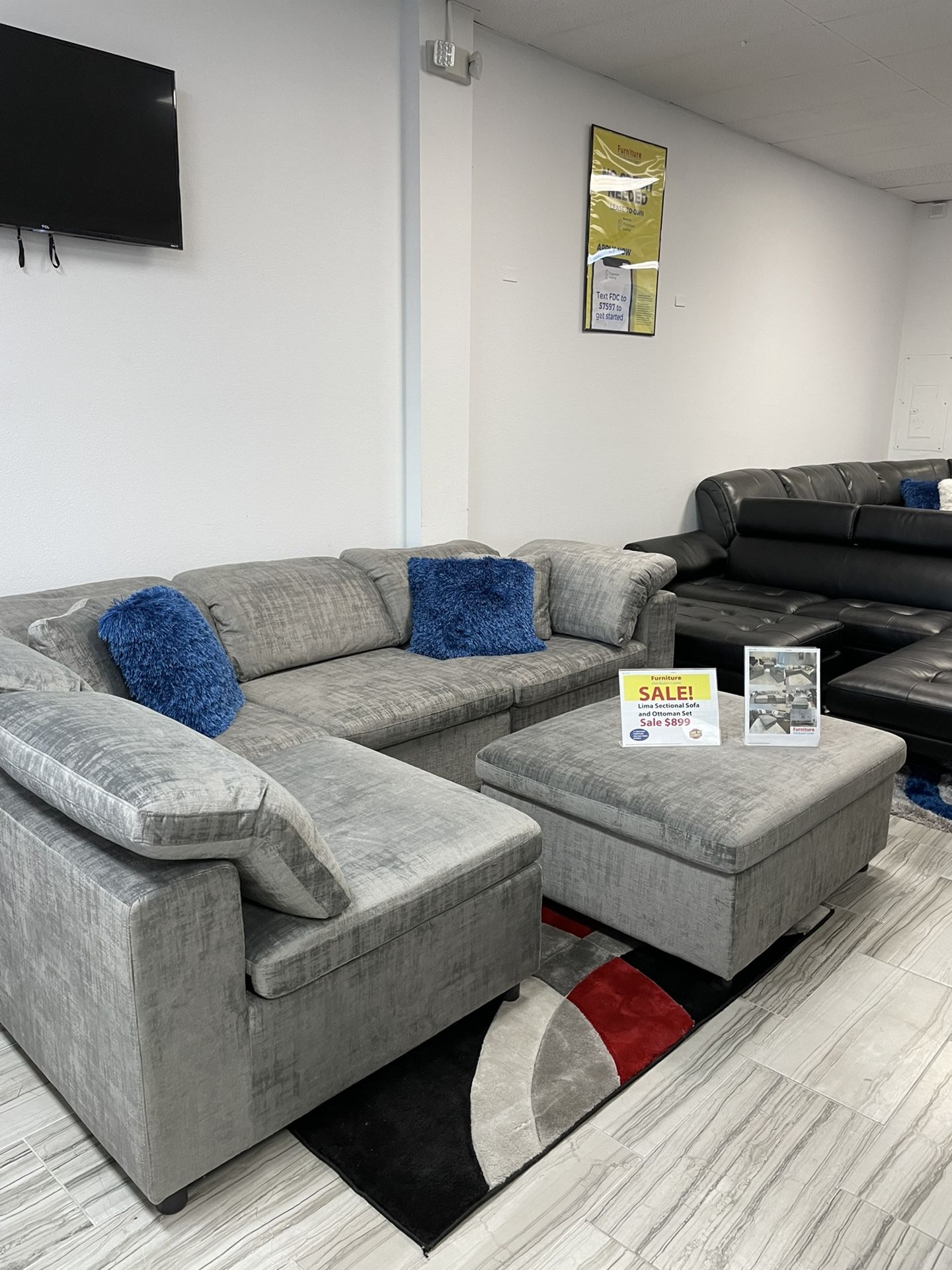 NEW COMFY GRAY LIMA SECTIONAL SOFA SET WITH OTTOMAN ON SALE NOW ONLY $899! 🤩 SAME DAY DELIVERY 🚚 NO CREDIT NEEDED FINANCE AVAILABLE ☎️💰