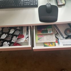 ALL WHITE DOUBLE DRAW DESK NO SCRATCHES OR DENTS 