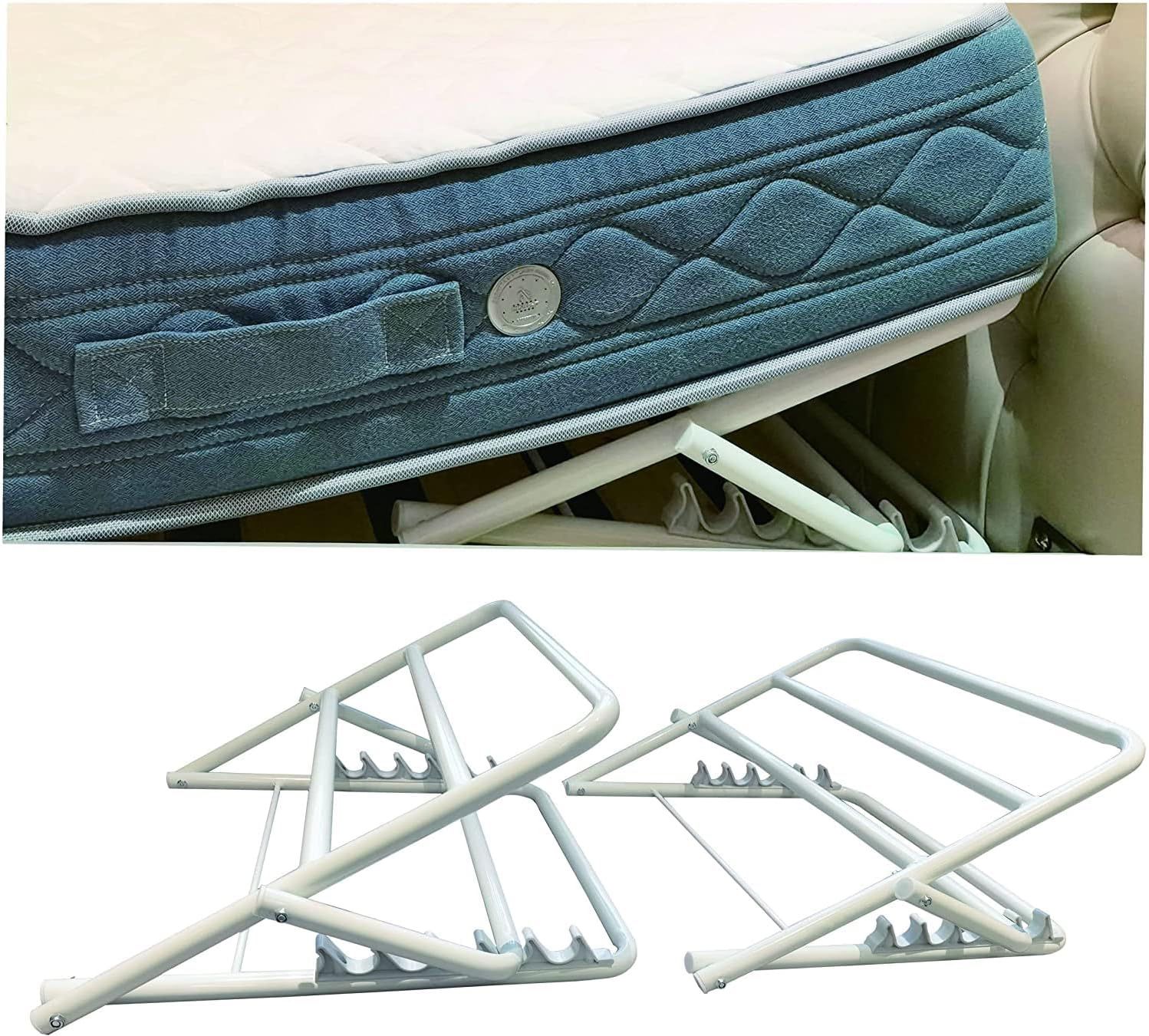 AIZJY 3.7 ☆ 94 Two Pack of Under Mattress Wedges, Adjustable Height Bed Wedge, Mattress Elevator for Acid Reflux, Metal Mattress Lifter Wedge, to Assi