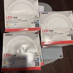 Satco CCT Selectable LED Slim-Fit Flat Lens Downlight with Remote Driver, 6 Inch Round, White