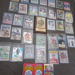 Sports Card Lot Of 34 Cards And 3 Unopened Sports Packs****