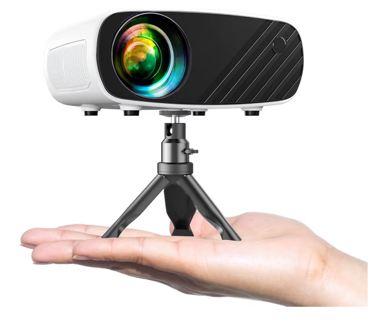 Mini Projector for iPhone, ELEPHAS 2025 Upgraded 1080P HD Projector, 8000L Portable Projector with Tripod, Movie Projector Compatible with Android/iOS