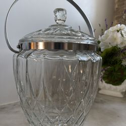 Vintage Glass Ice Bucket Barware, Kitchem Cookie Jar