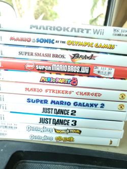 Nintendo wii multiple Mario games wii sports and just dance message for specific prices