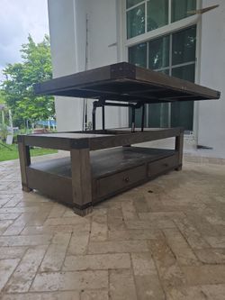 Coffee Table- Rustic wood with pullout table