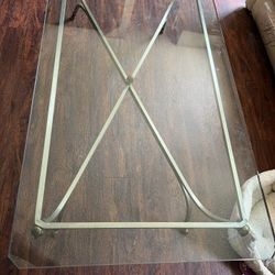 Maison Jansen Style Steel Brass and Glass Coffee Table