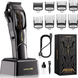 Professional Hair Clippers for Men- High Torque Brushless Motor with Diamond-Like Carbon Coating Ceramic Blade, Mens Cordless Hair Clippers Set for Ba