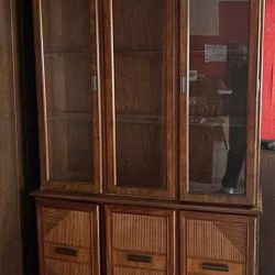 Real Wood China Cabinet - Vintage