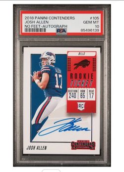 2018 Contenders Rookie Ticket No Feet #105 Josh Allen RC Auto Gem Mint PSA 10