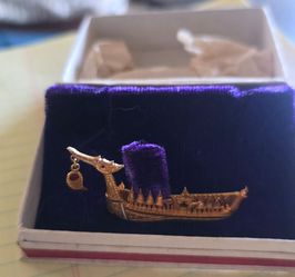 Gold-Tone Thai Royal Barge Brooch Pin