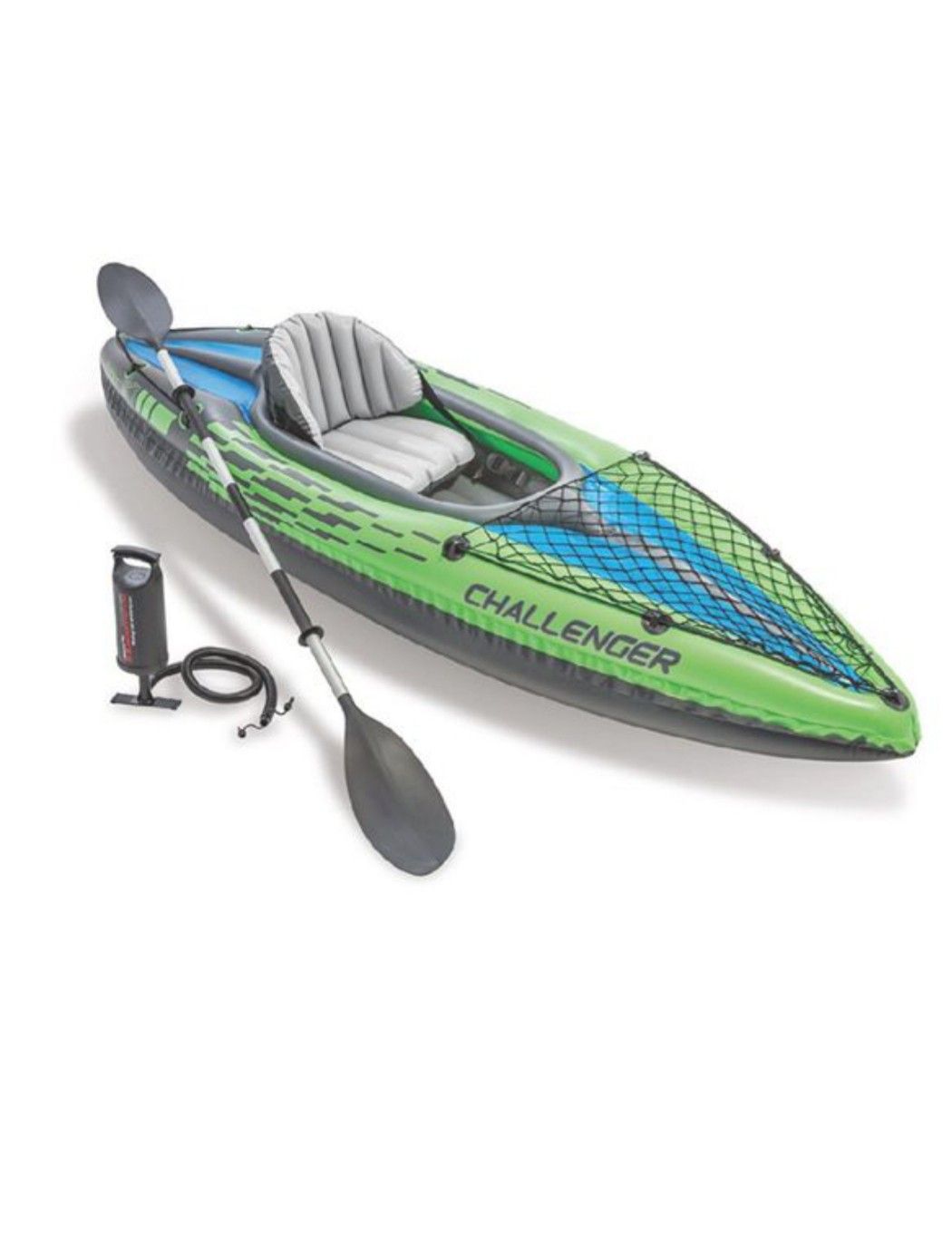 Intex Challenger K1 Kayak, 1-Person Inflatable Kayak Set with Aluminum Oars and High Output Air Pump, with adult general purpose boating vest