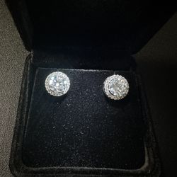 2CT Moissanite Halo Earrings – 925 Silver | GRA Certified 