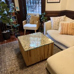 Unique Solid Wood Coffee Table With Glass Top