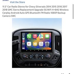 11.5" Car Radio Stereo for Chevy Silverado 2014 2015 2016 2017 2018 GMC Sierra Replacement Upgrade 5G WiFi 4+64G Wireless Carplay Android Auto GPS Blu