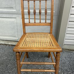 Vintage Oak Cane Seat Chair