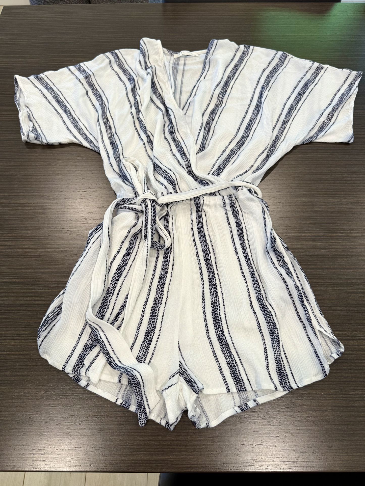 White Striped Romper, Size S