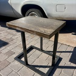 Industrial Wood & Steel Side Table / End Table – Modern Look – $19