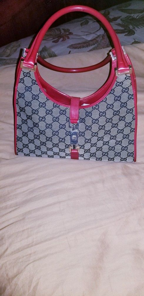 Gucci Monogram Red Trim Jackie Bsg