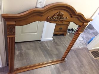 Beautiful Wooden Mirror and Little Dresser