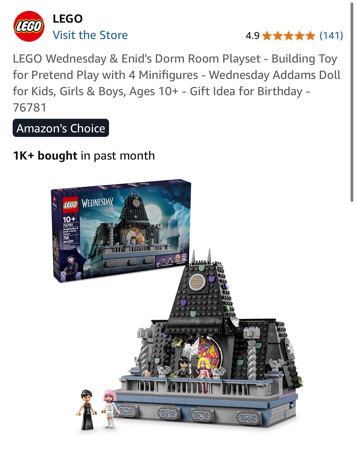 LEGO Wednesday & Enid's Dorm Room Playset - Building Toy for Pretend Play with 4 Minifigures - Wednesday Addams Doll for Kids, Girls & Boys, Ages 10+ 