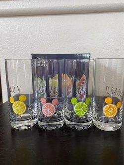 New JoyJolt Disney Mickey Mouse Citrus Highball Crystal Bar Drinking Glasses, Set of 4, 14.2 Oz
