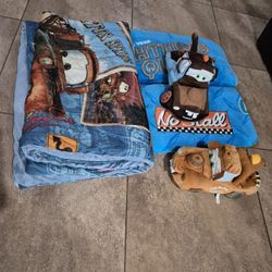 Lightning Mcqueen And Mater Blanket And Stuffed Animals 