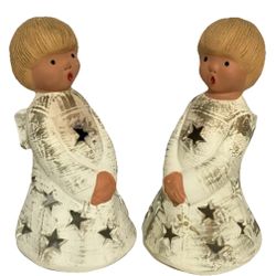 Vintage 1960S Christmas Angel Tea Light Candle Holders JULLAR Pottery Spain