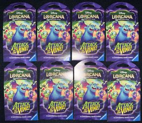 Disney Lorcana Trading Card Attack Off The Vine Sleeved Packs x8