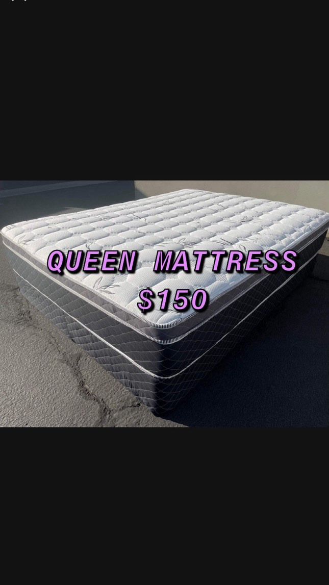 BRAND NEW PILLOW TOP MATTRESSES ✅ COLCHONES NUEVOS PILLOW TOP 💯‼️ QUEEN SIZE $150 ❌ $210 With Box Spring FULL SIZE $140❌ $200 With Box