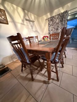 Solid Wood Dining Table with 6 Chairs