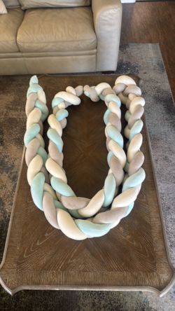 L’OAOL braided blush pillows / crib bumper set