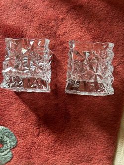 Pair of Crystal Cut Glass Candle Holders