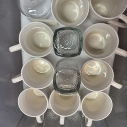 Full Dinner Set: Mugs, Silverware, Glasses, Water Glasses Etc