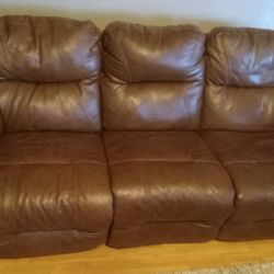 Leather Sofa Both Ends Manual Recline