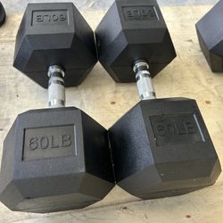 New pair of 60lb rubber dumbbells. NEW IN BOX 📦 $120