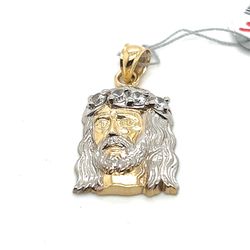 14kt Gold Two Tone Jesus Face Pendant 2.50grams 171824 5