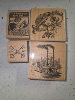 Asian-Themed Wood Mounted Rubber Stamp Set