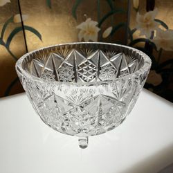 Large Footed Crystal Bowl D8”xH5.5”