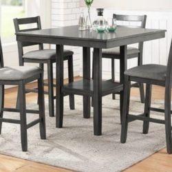 Brand New Grey 5pc Counter Height Dining Table Set 