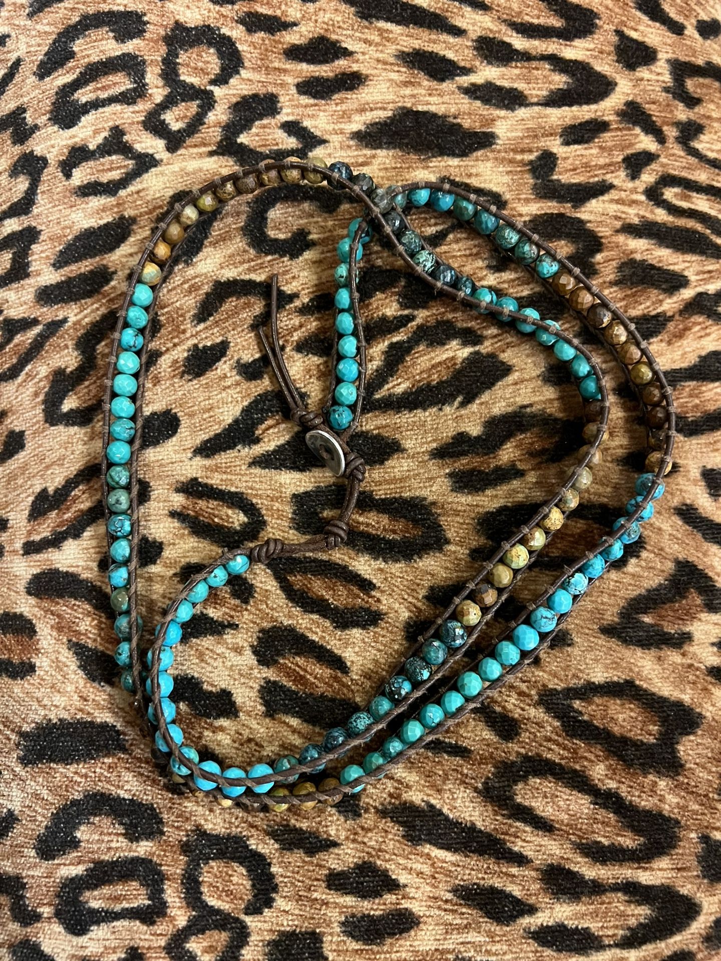 TURQUOISE /LEATHER NECKLACE 