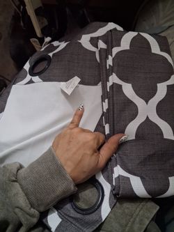 Gray & White Quatrefoil Grommet Curtain Panels - Set of 4