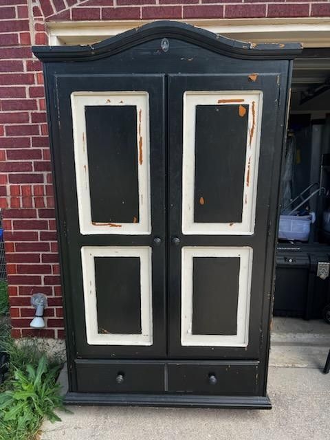 Refinishing Gem...Wood Armoire Closet w. Shelves 